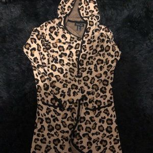 Rachel Zoe cheetah print hooded open cardigan women’s XS